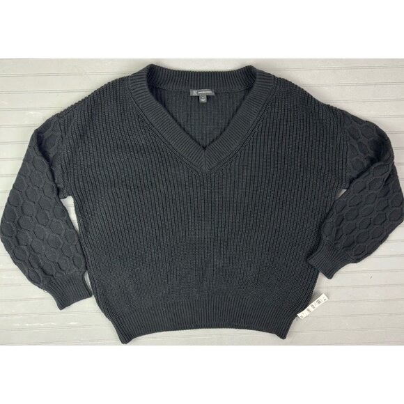 INC International Concepts Size M Womens Sweater Black V Neck Pullover - Picture 1 of 4